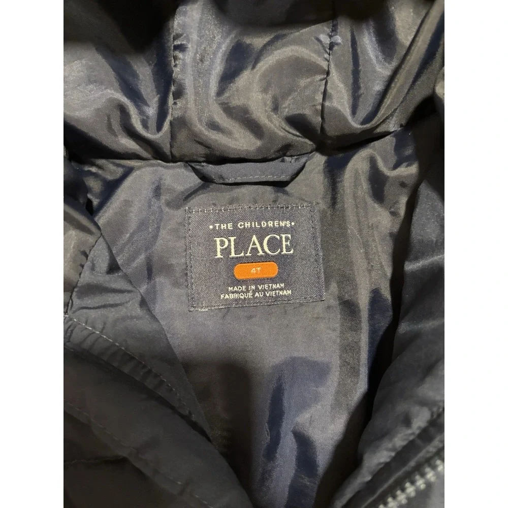 The Children's Place Navy Blue Puffer Jacket Coat Unisex Boys Girls Size 4T Hood